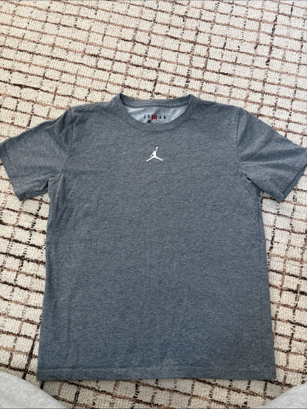 Jordan Gray Heather Short-Sleeve Crew T-Shirt with White Jumpman
